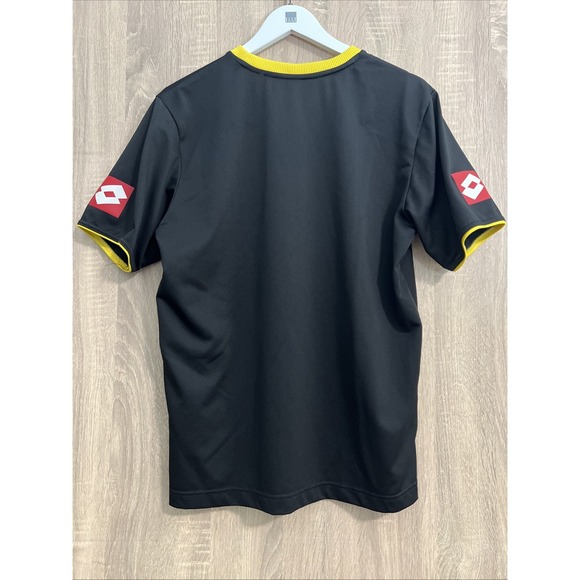 Liverpool Ace Football Shirt Jersey Echo Sponsor Lotto‎ Men's Large Black Yellow - Picture 3 of 8
